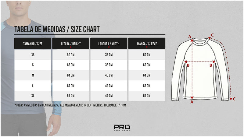Size chart for Licra Green