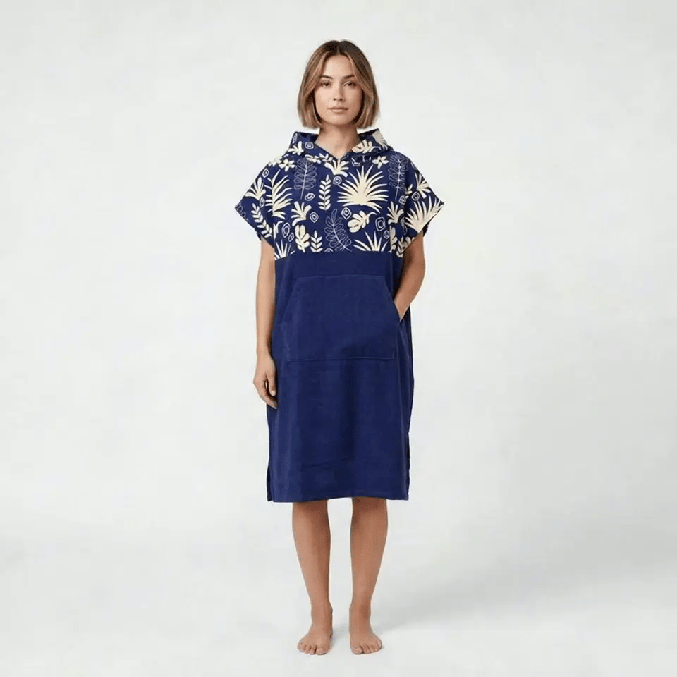 Poncho Blue Leaves